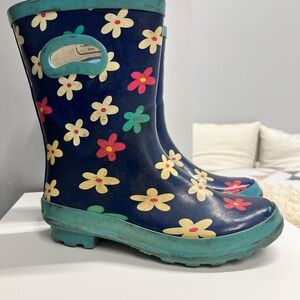 Girls Size 3 Floral Rain Boots | Rubber Splash Boots | Bundle Free